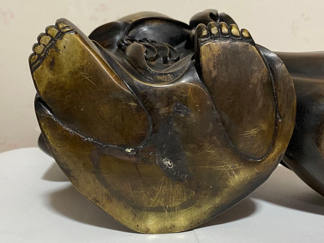 ♦️銅器 布袋様立像 置物飾り 高岡銅器？中国 真鍮製 高さ45.3cm 骨董品