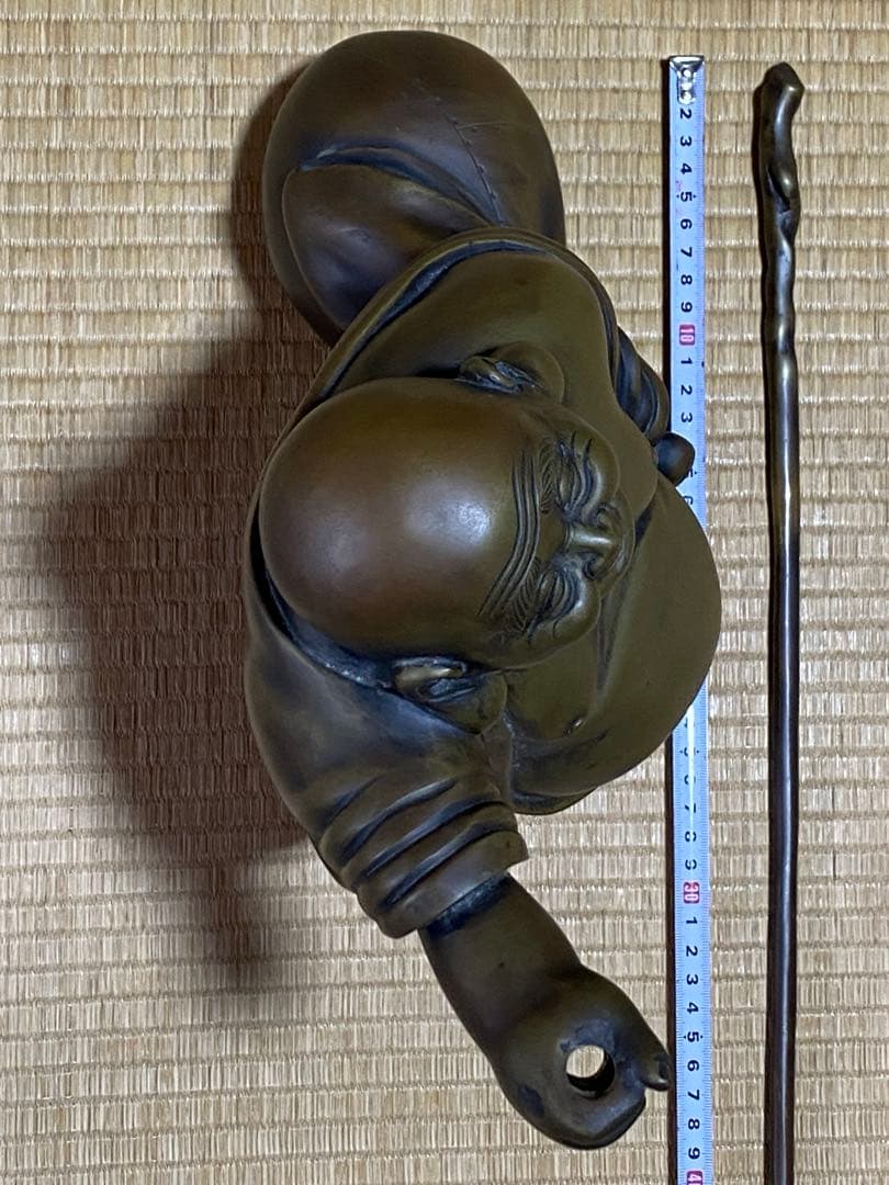 ♦️銅器 布袋様立像 置物飾り 高岡銅器？中国 真鍮製 高さ45.3cm 骨董品