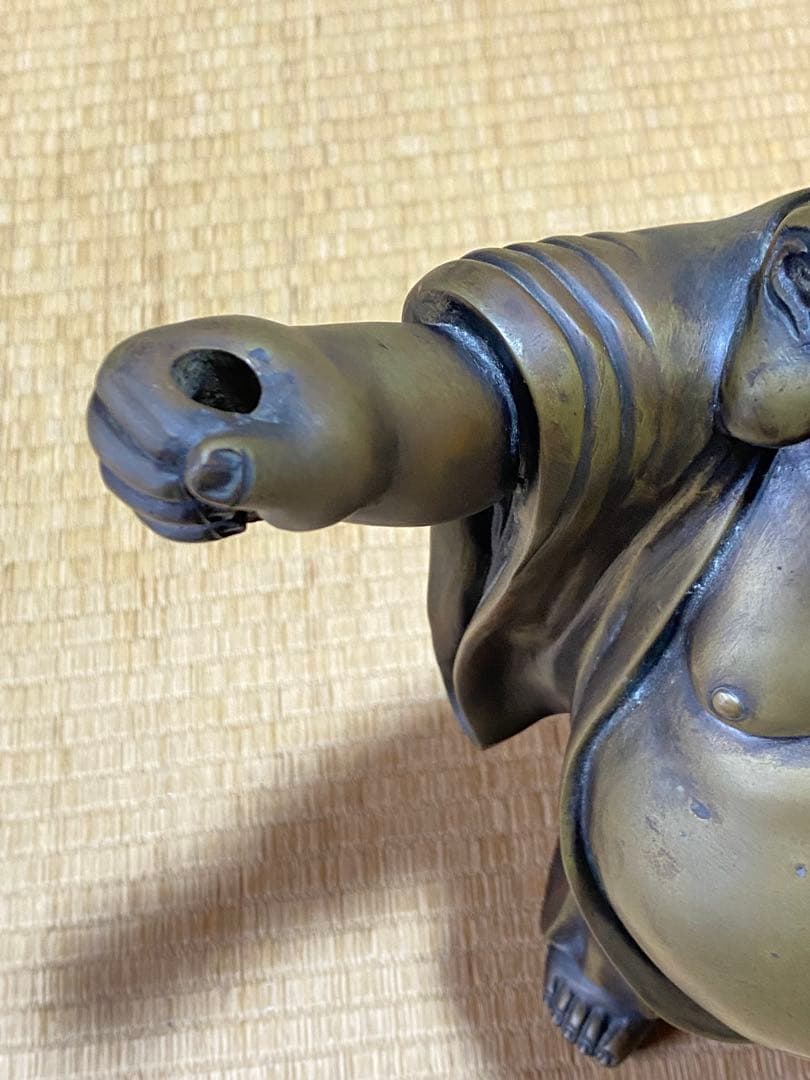 ♦️銅器 布袋様立像 置物飾り 高岡銅器？中国 真鍮製 高さ45.3cm 骨董品