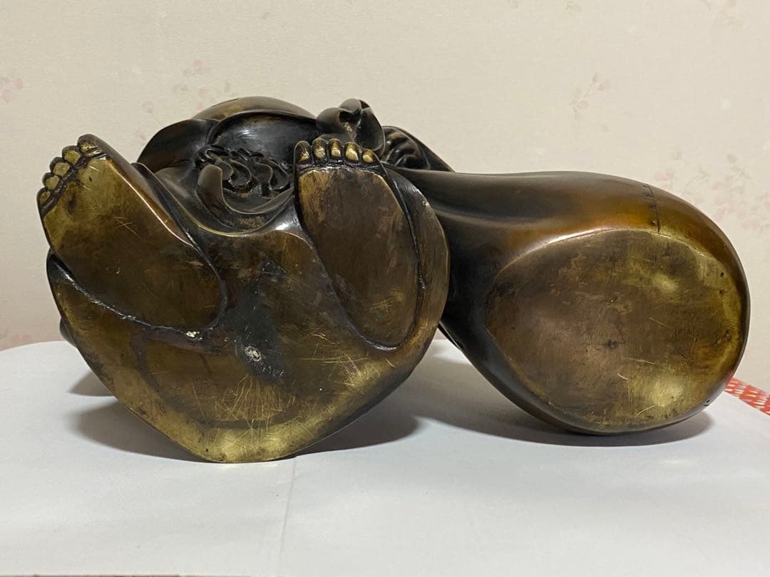 ♦️銅器 布袋様立像 置物飾り 高岡銅器？中国 真鍮製 高さ45.3cm 骨董品