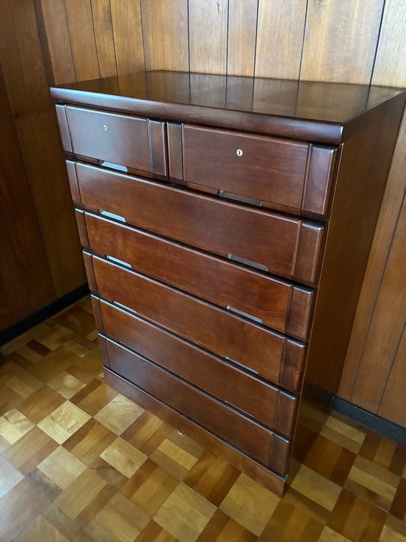 山梨県内配送無料 美品 東海家具（Tokai Kagu）高級チェスト 木製たんす