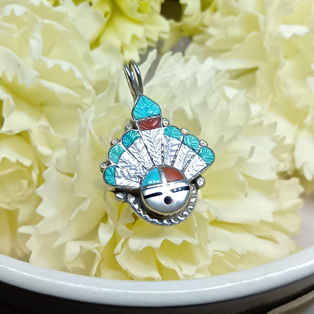 ズニ族　ペンダントトップ　ネックレストップ　レア　インディアンジュエリー