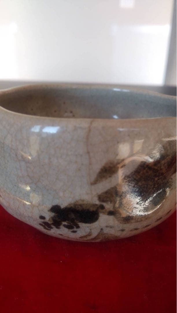 清水焼　京焼　鉄絵　染付　金魚　茶碗　アンティーク　オブジェ