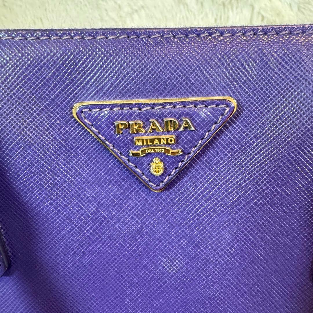 人気✨プラダ ハンドバッグ ガレリア サフィアーノ パープル 三角ロゴ レザー