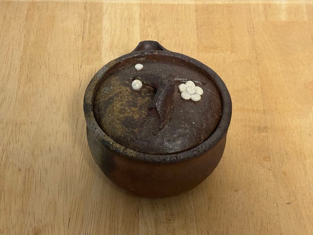 69.備前焼 宝瓶 登り窯 白梅 はくばい 梅 手びねり 急須