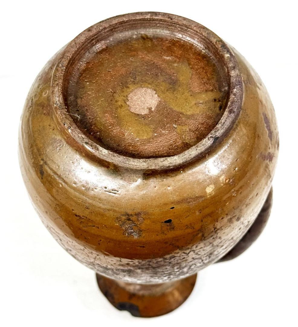 李朝 茶褐釉 手付灯火器油壺 伝世品焼物 古玩 骨董 朝鮮古美術 WWTT225