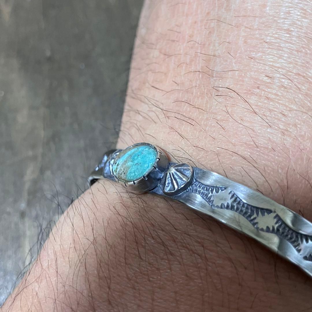 ロイストン　ターコイズ　シルバー　バングル　ブレスレット#インディアンジュエリー