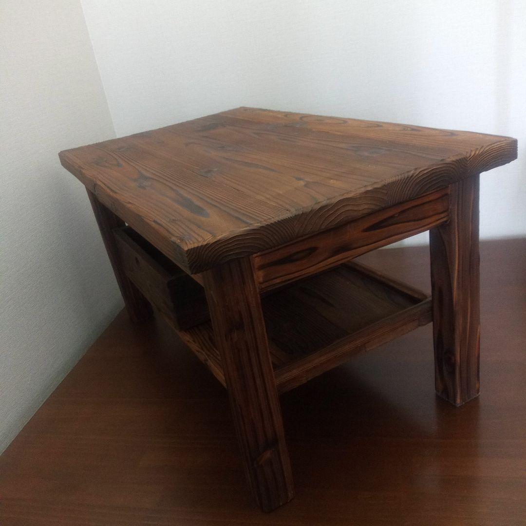焼杉テーブル箱付き（ハンドメイド）