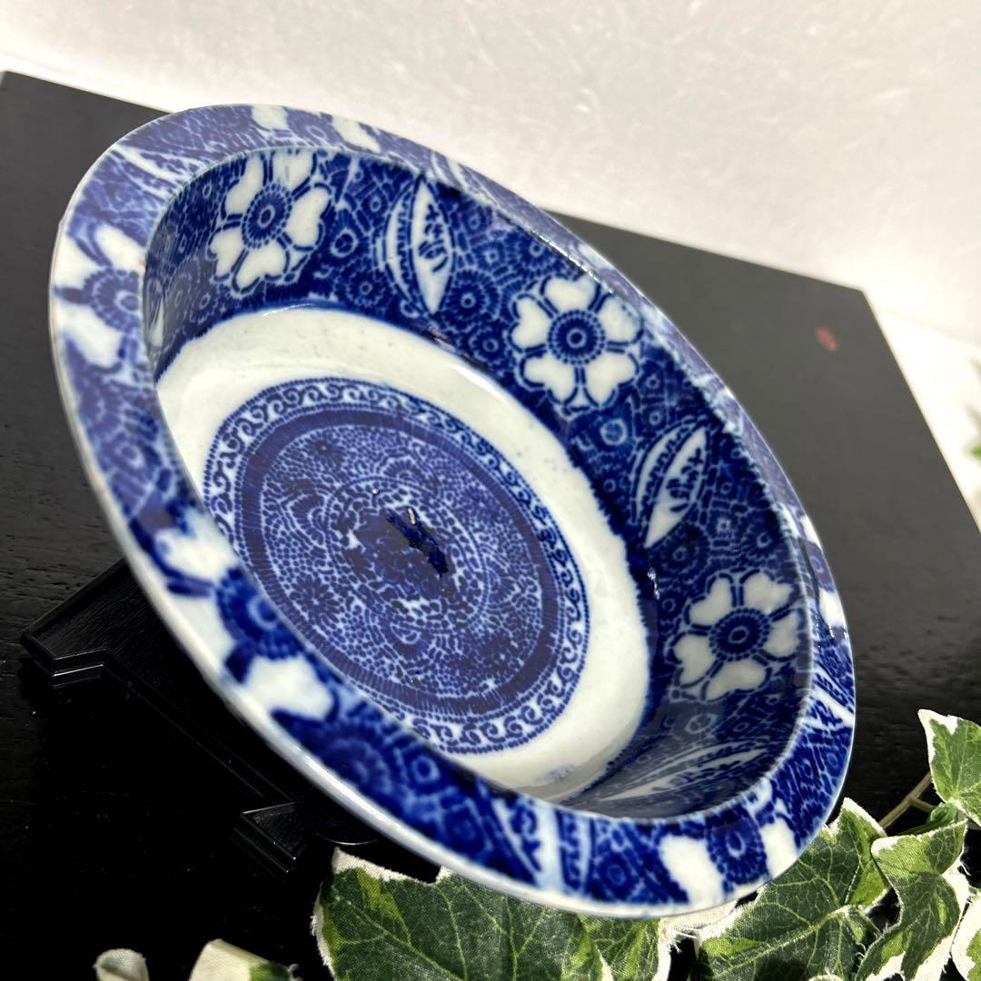 骨董品　古伊万里　転写　印判　煮物鉢　菊紋　椿紋　鳥紋　有田焼　アンティーク
