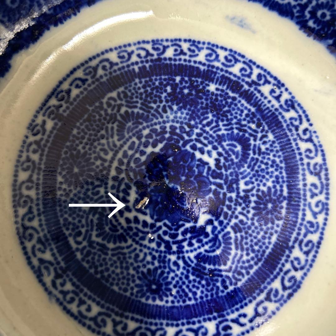 骨董品　古伊万里　転写　印判　煮物鉢　菊紋　椿紋　鳥紋　有田焼　アンティーク