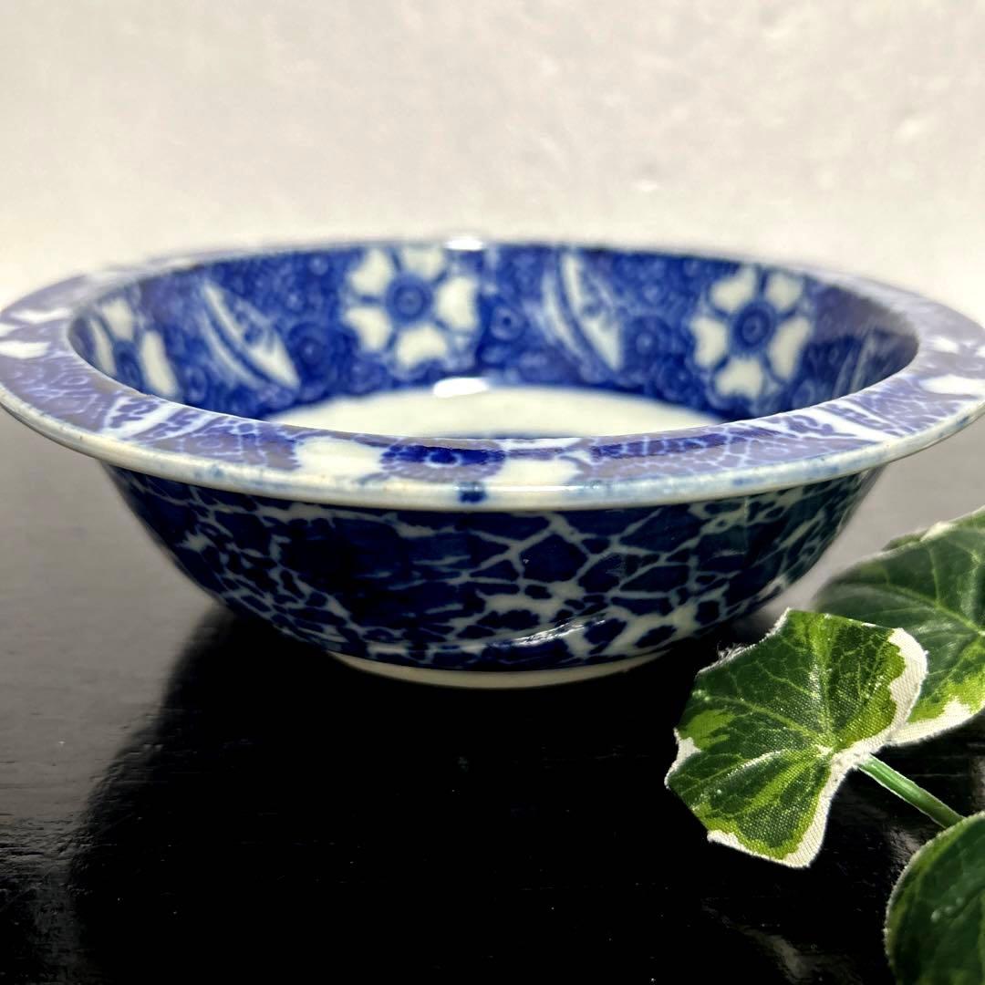 骨董品　古伊万里　転写　印判　煮物鉢　菊紋　椿紋　鳥紋　有田焼　アンティーク