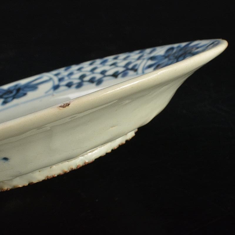 中国　南京染付　人物花文　小皿　V　R7488