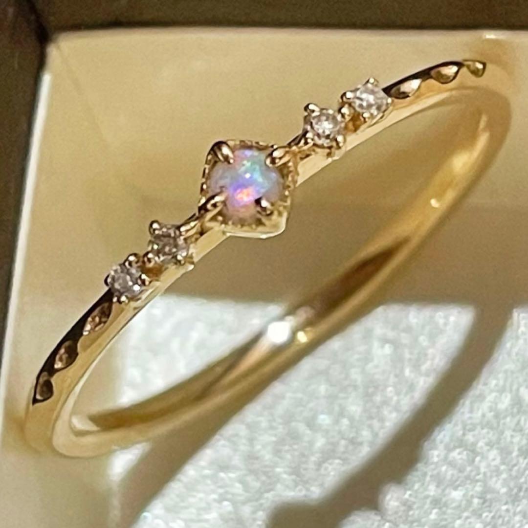 nojess K10 ダイヤモンド & オパール リング