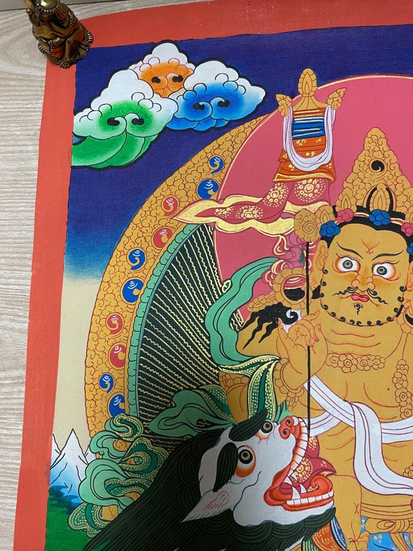 《 チベット密教　1点物 》 手描き　曼荼羅　クベラ　財宝神　宝蔵神　仏教　密教