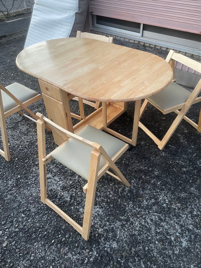 ダイニング　5点セット　折りたたみ式