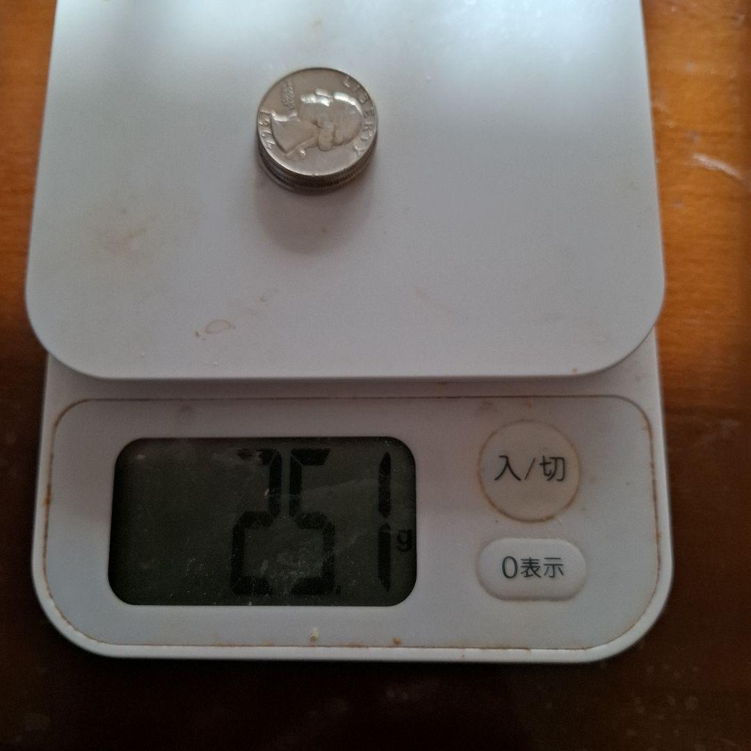 アメリカ、銀貨、1964年発行の25セント銀貨(銀90％)4枚