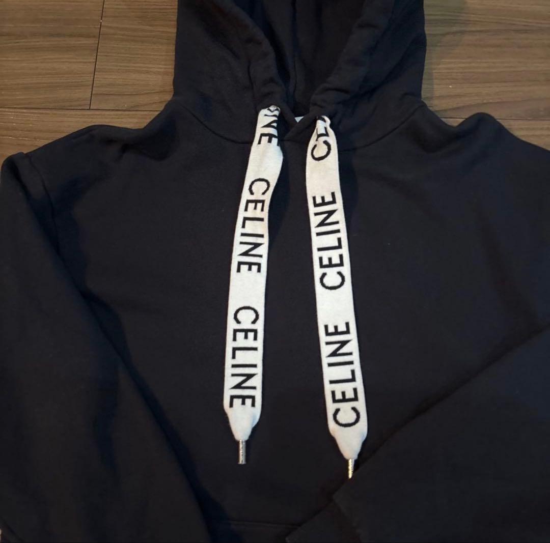 CELINE ブラック フード付きパーカー M