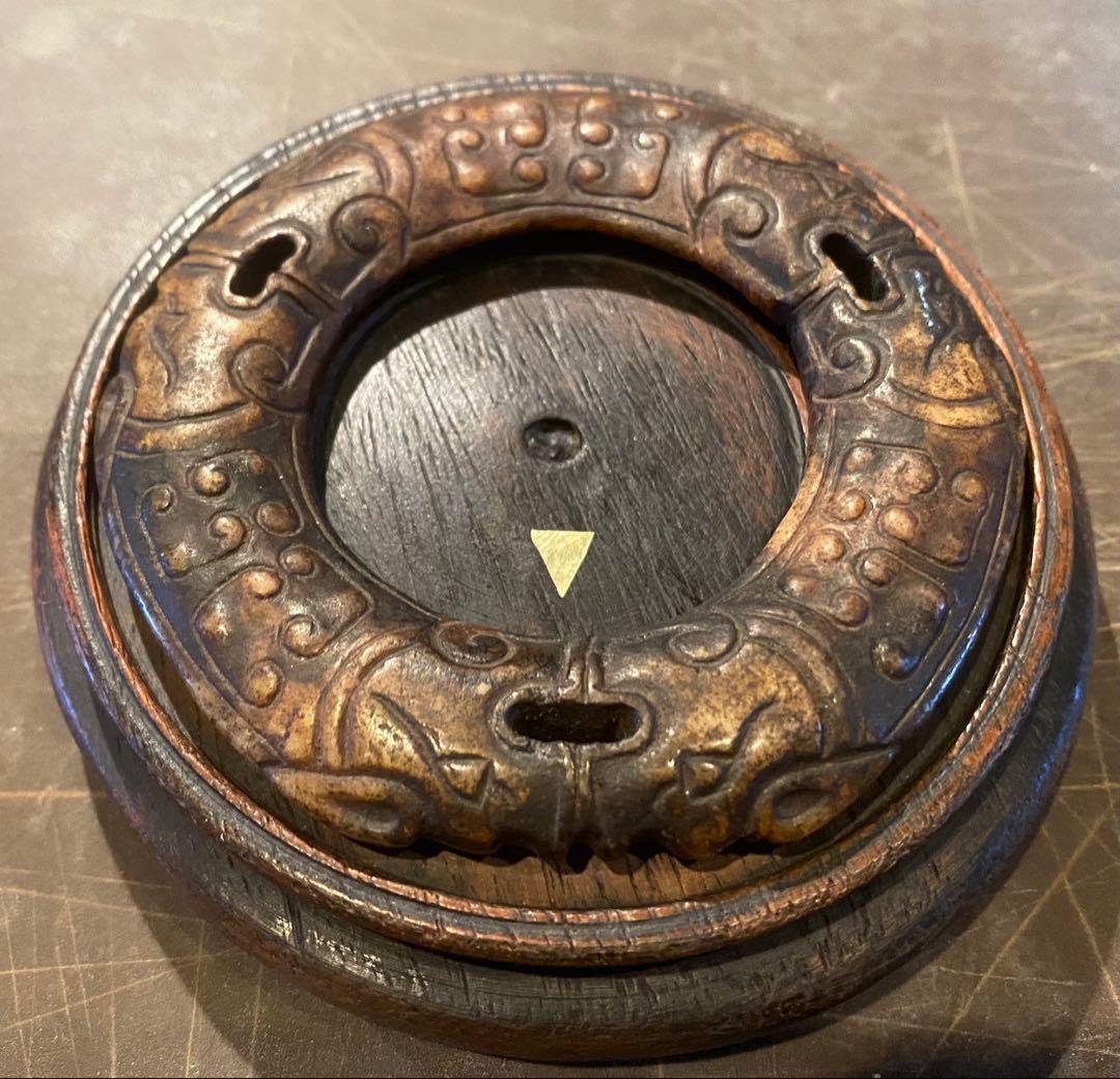 古墨玉　和田玉 瑞獣　鑑賞台３点セット ・ヴィンテージ　レア 鼻煙壺・台湾茶器