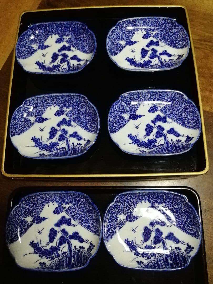 明治の印判6枚人気の富士山(富士に松、菊)草唐草