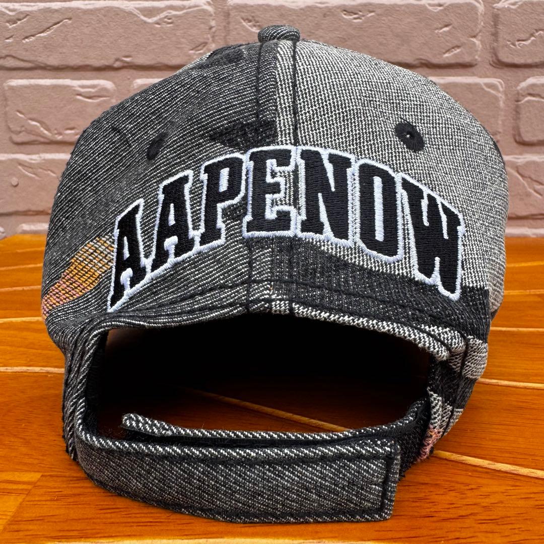 【美品】AAPE BY A BATHING APE 迷彩 デニムキャップ