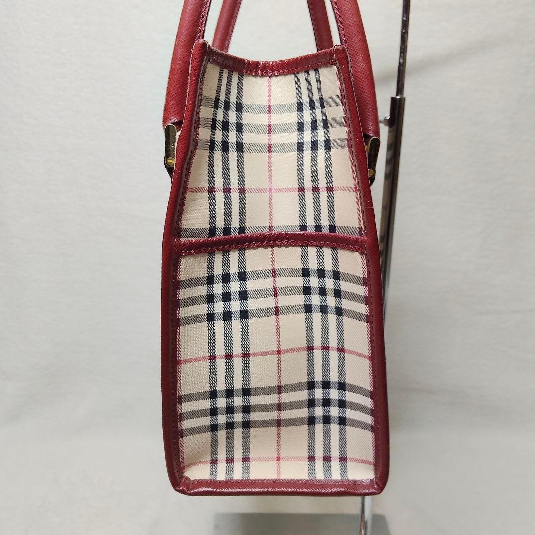高級 バーバリー サフィアーノレザー ノバチェック ハンドバック