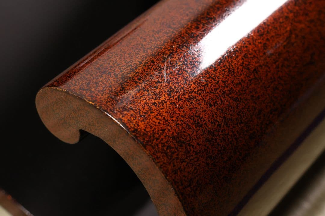 漆芸 梨地 砂子 巻足 平卓 花台 53.8cm 木製 大正昭和【MA736】