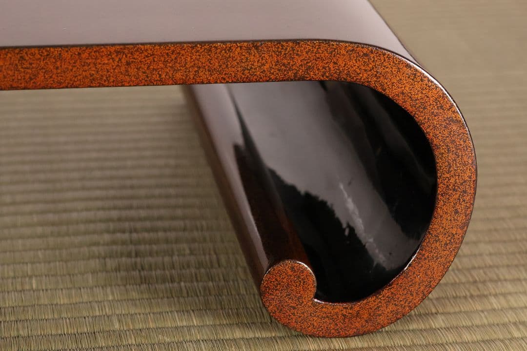 漆芸 梨地 砂子 巻足 平卓 花台 53.8cm 木製 大正昭和【MA736】