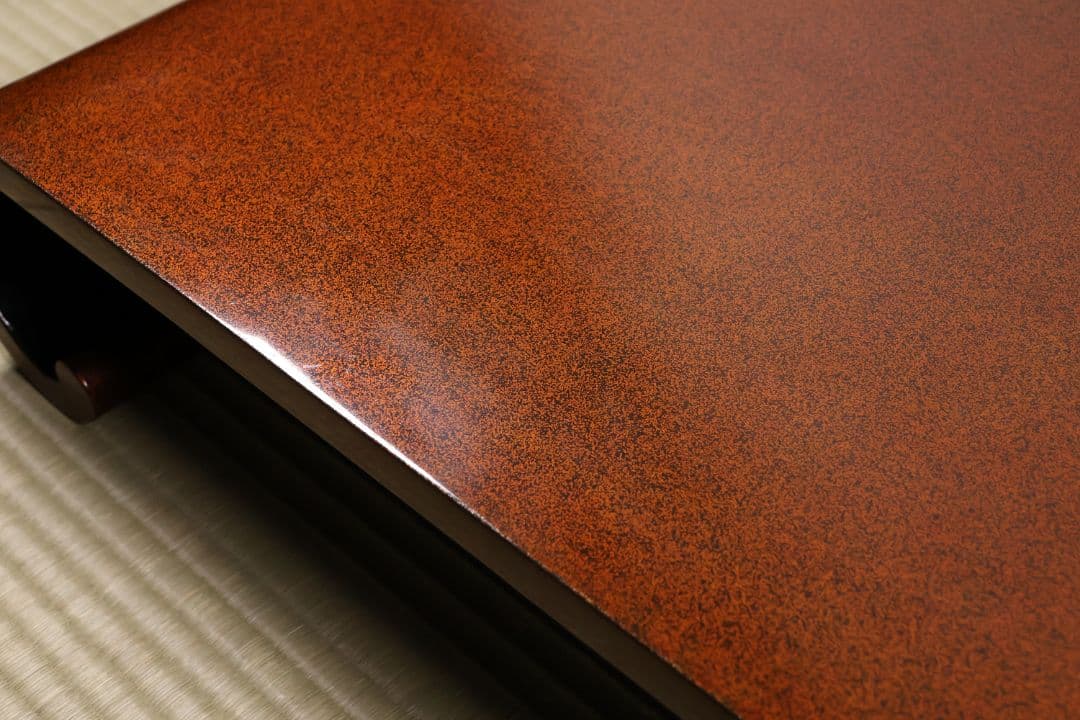 漆芸 梨地 砂子 巻足 平卓 花台 53.8cm 木製 大正昭和【MA736】