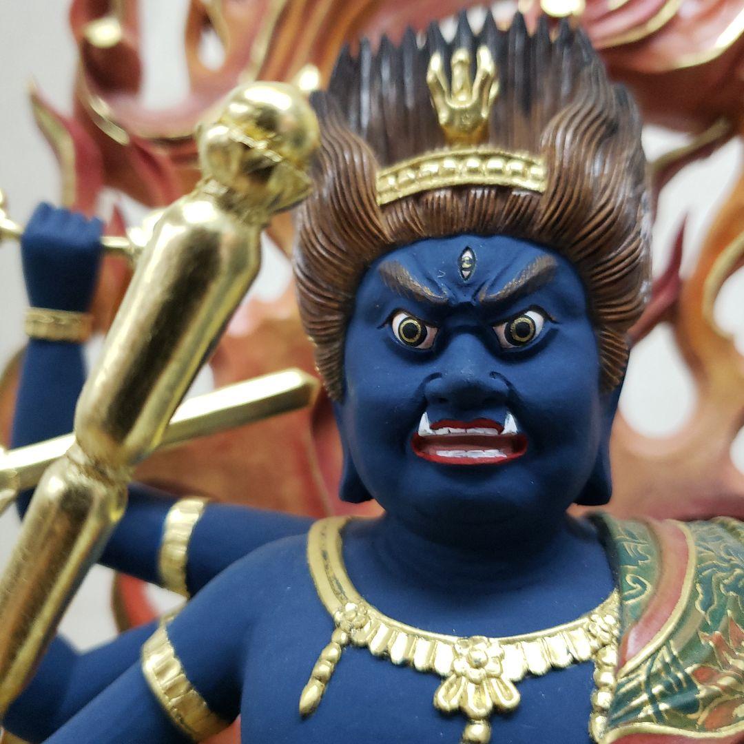 Ｂフライデー極彩色 錐金特上彫り烏枢沙摩明王8寸立五大明王の一人 高さ約57cm