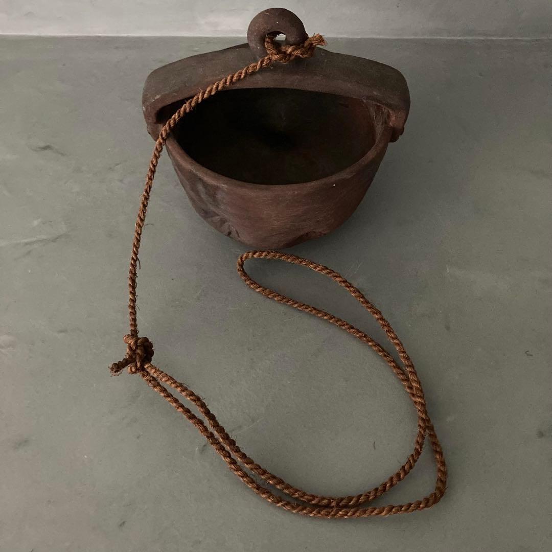 泉喜仙 大樋焼 釣瓶 花入 松雲窯 花器