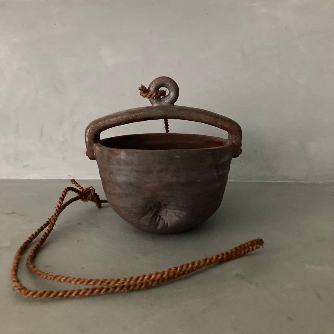 泉喜仙 大樋焼 釣瓶 花入 松雲窯 花器