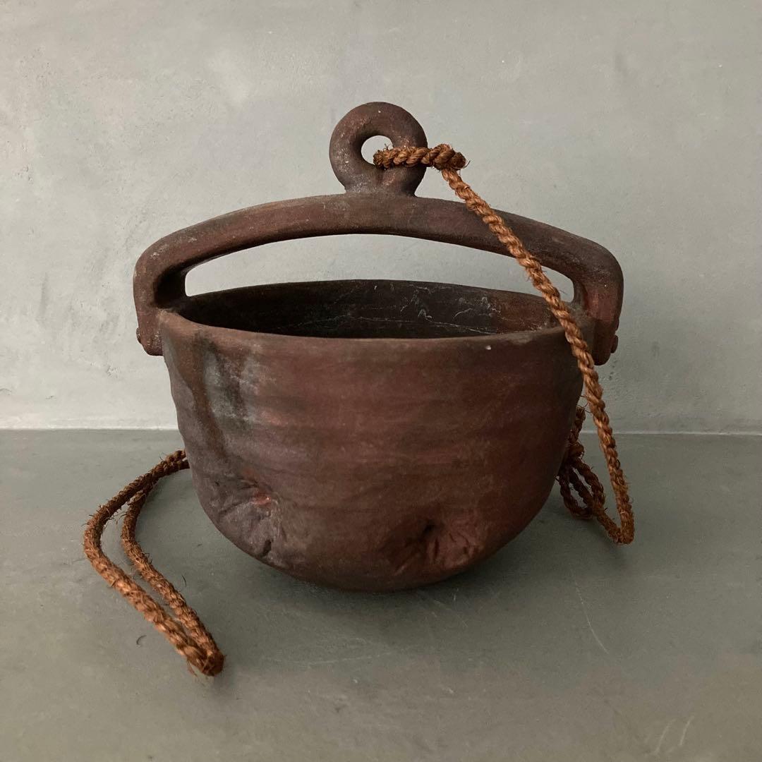 泉喜仙 大樋焼 釣瓶 花入 松雲窯 花器