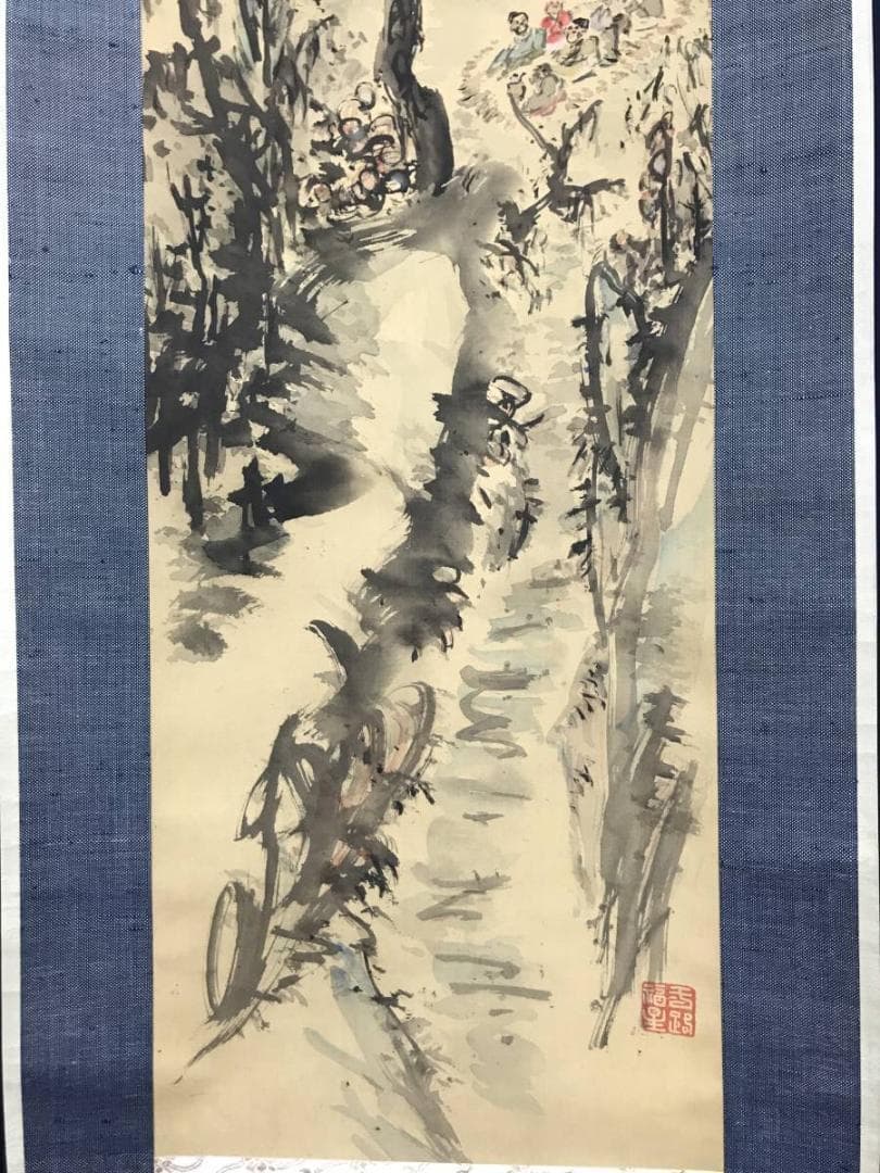 【真作】佐藤功堂/納涼図/山水図/人物図/掛軸/名家伝来/AB-987