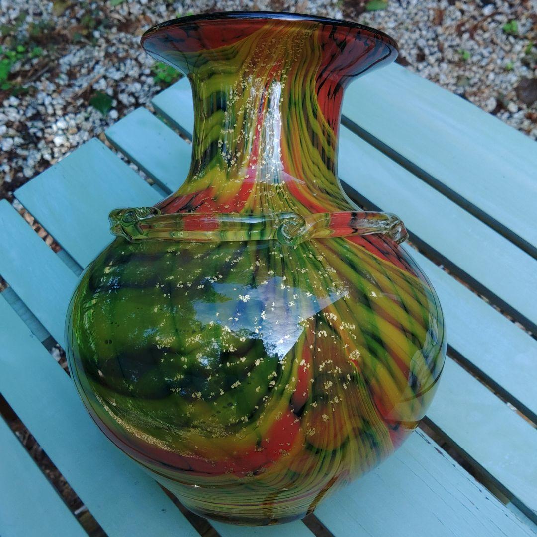 工芸品　ガラス花瓶　合わせガラス