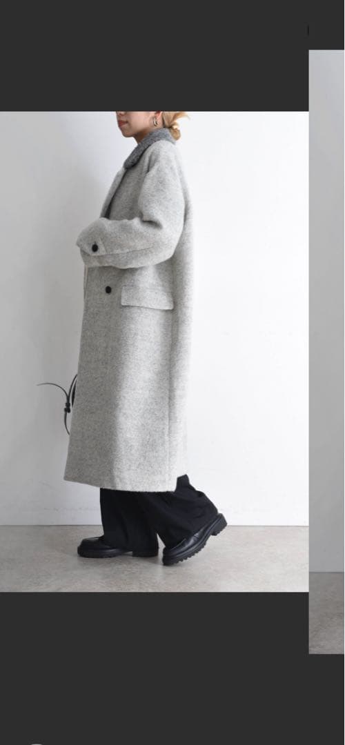 エイミーロウ　ミックスシャギー配色ロングコート