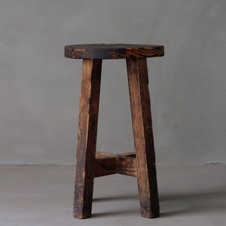 杉材 古い丸椅子　スツール チェア プリミティブ 古民具 骨董 古家具 古道具