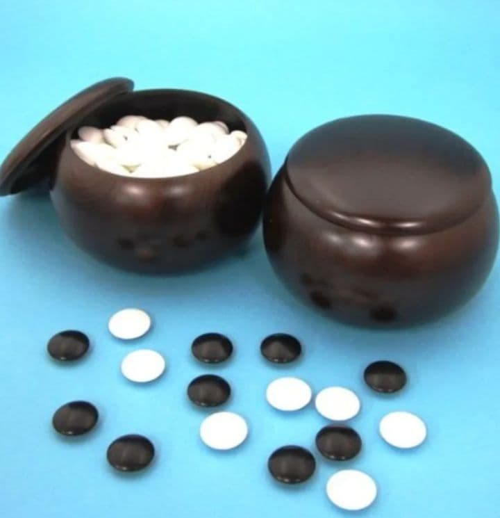 碁笥碁石セット プラスチック碁笥銘木大と打ち心地ある硬質ガラス新生碁石竹