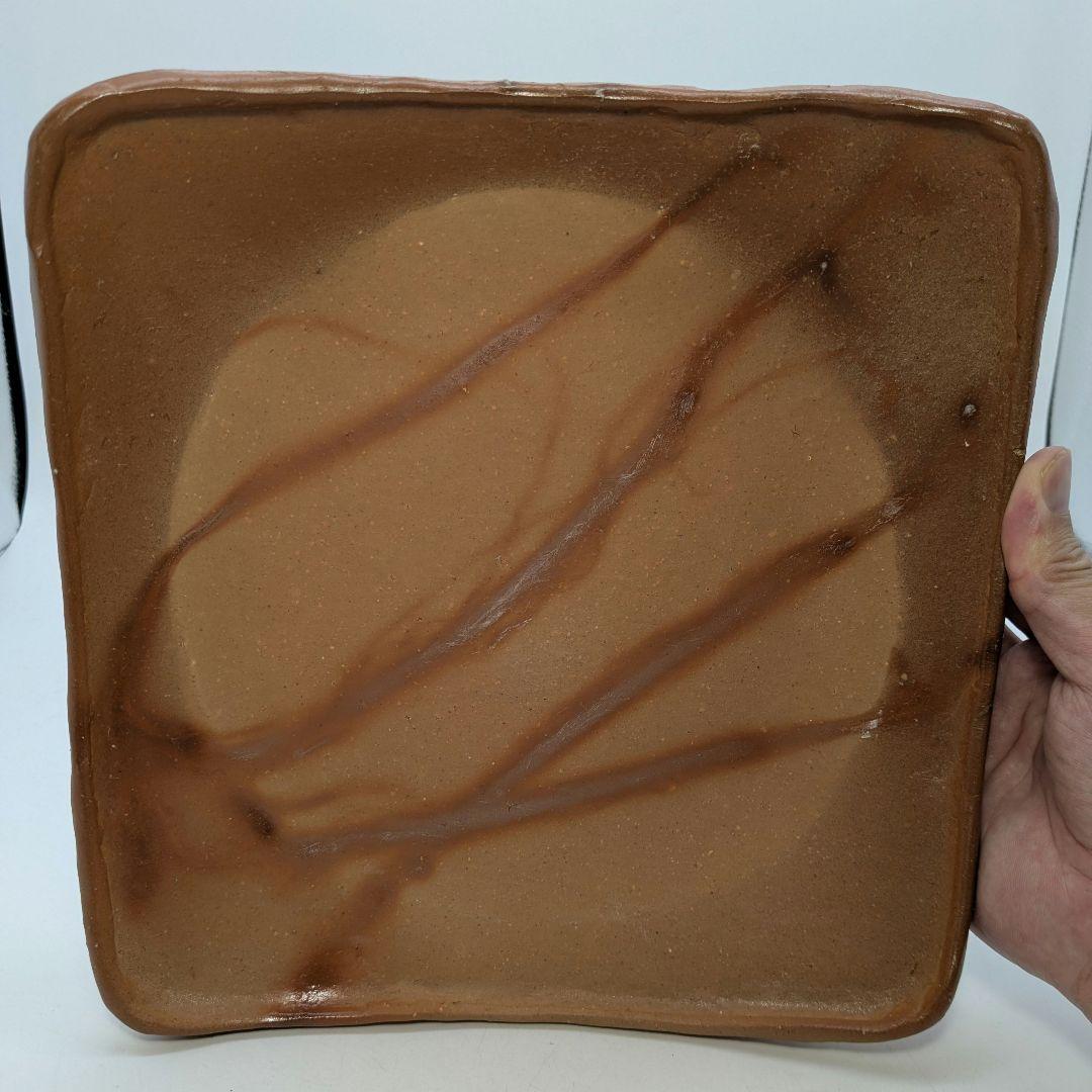 伊勢崎紳 備前焼 角皿 共箱共布栞 食器 緋襷 中皿 盛り皿 四方皿 和食器