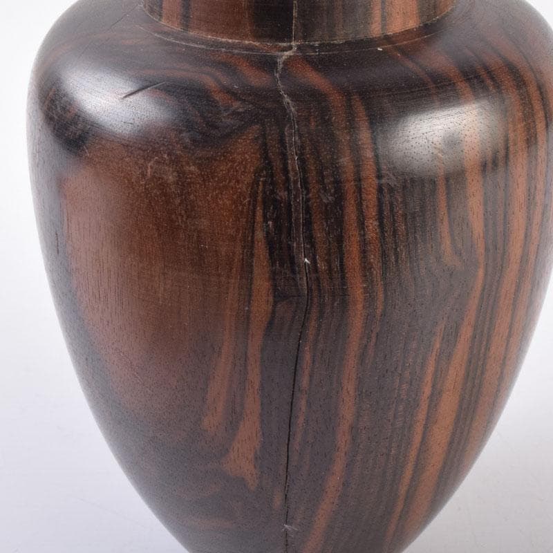 煎茶道具　天然木　黒柿製　無垢彫　綺麗な木目の茶壷　茶心壷　V　8476