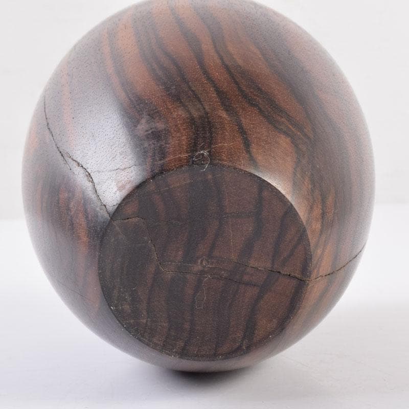 煎茶道具　天然木　黒柿製　無垢彫　綺麗な木目の茶壷　茶心壷　V　8476