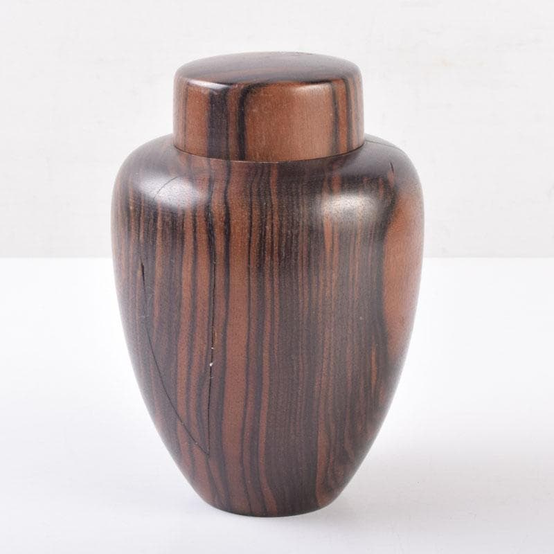 煎茶道具　天然木　黒柿製　無垢彫　綺麗な木目の茶壷　茶心壷　V　8476