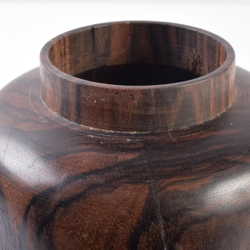 煎茶道具　天然木　黒柿製　無垢彫　綺麗な木目の茶壷　茶心壷　V　8476