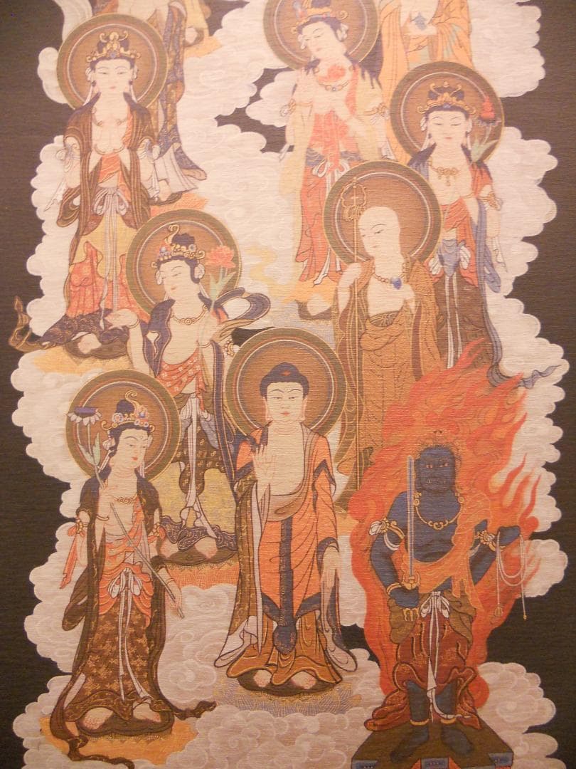 掛け軸 十三佛 紙本 法輪 三尺 仏事 法事 法要 お彼岸 お盆 掛軸 美品