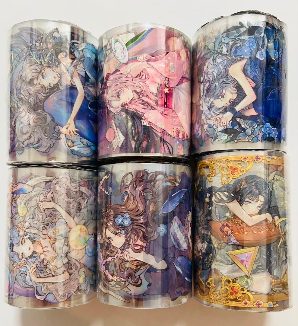 《在庫処分セール》海外　人物　マスキングテープ　墨魚 普通pet　6点