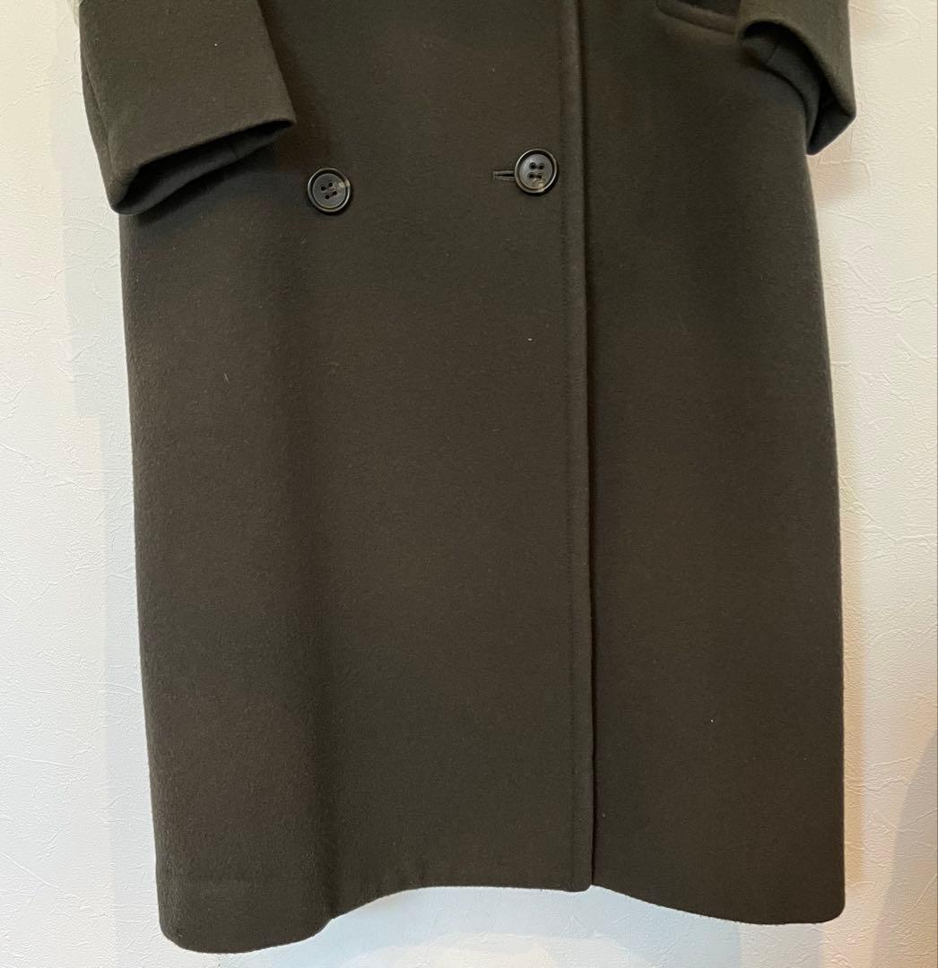 オリーブグリーン ダブルブレスト ロングコート Sサイズ