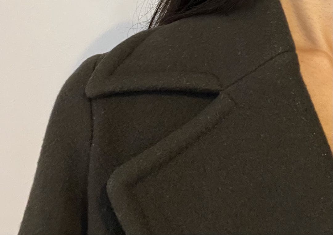 オリーブグリーン ダブルブレスト ロングコート Sサイズ