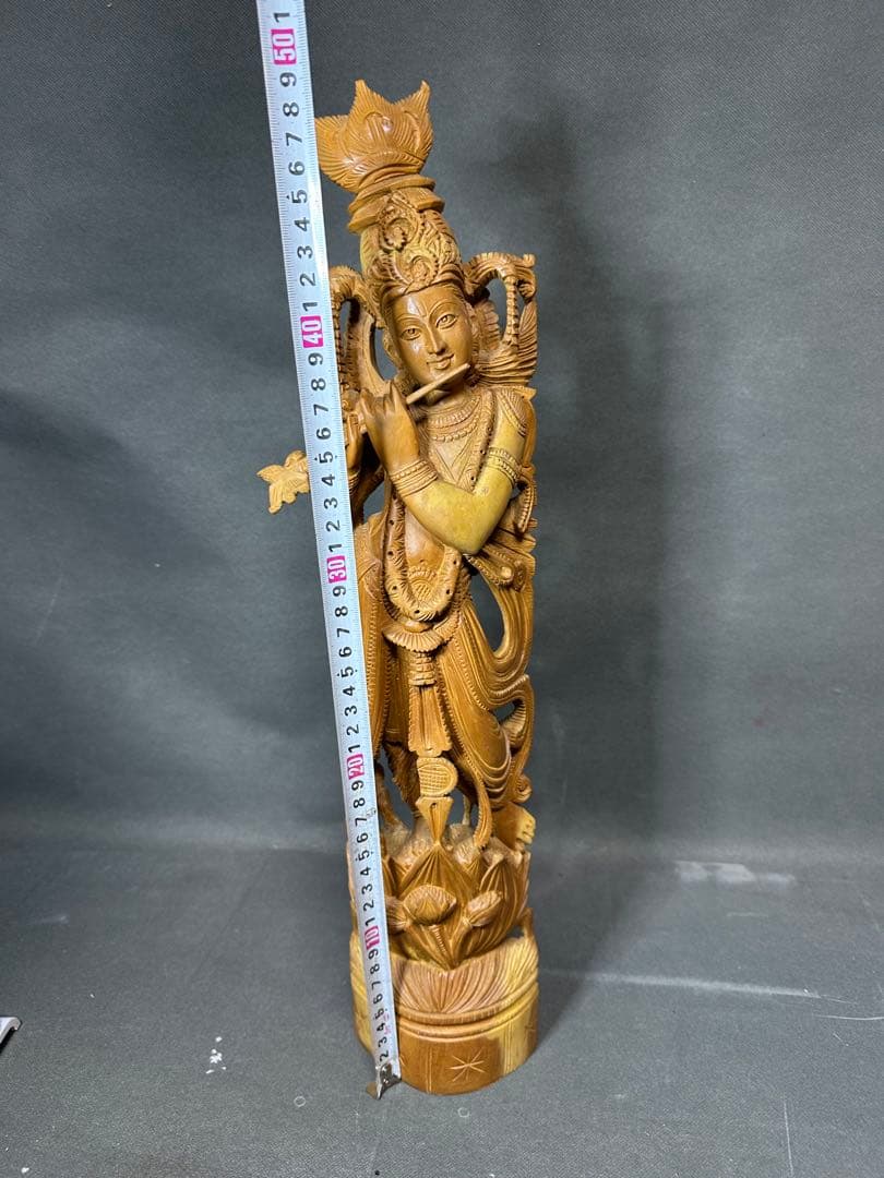 インド　白檀　木彫り　弁財天　仏教美術　仏像 骨董 木像　木製　仏教　密教