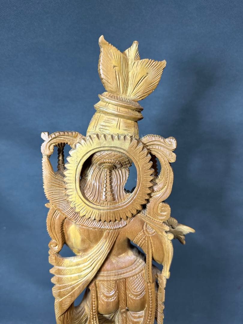 インド　白檀　木彫り　弁財天　仏教美術　仏像 骨董 木像　木製　仏教　密教