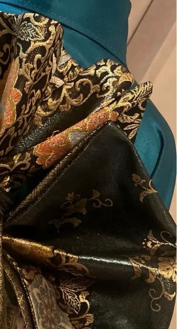 振袖　セット　ブルーグリーン ブラック　光沢