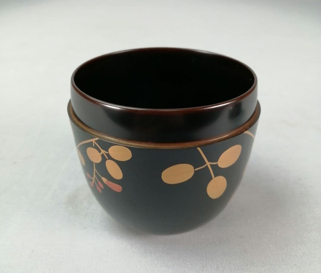 【茶事具】光月造　花蒔絵中棗　漆器　棗297